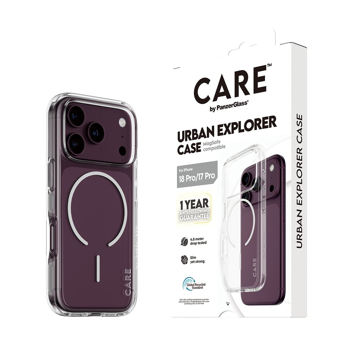 Panzerglass Care Urban Explorer Case Transp. Blanco Magsafe Iphone 18 Pro /17 Pro