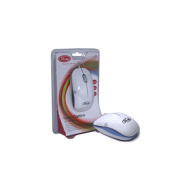 3free Mouse Optico Usb Mcm101/Wb Diseño Blanco Azul