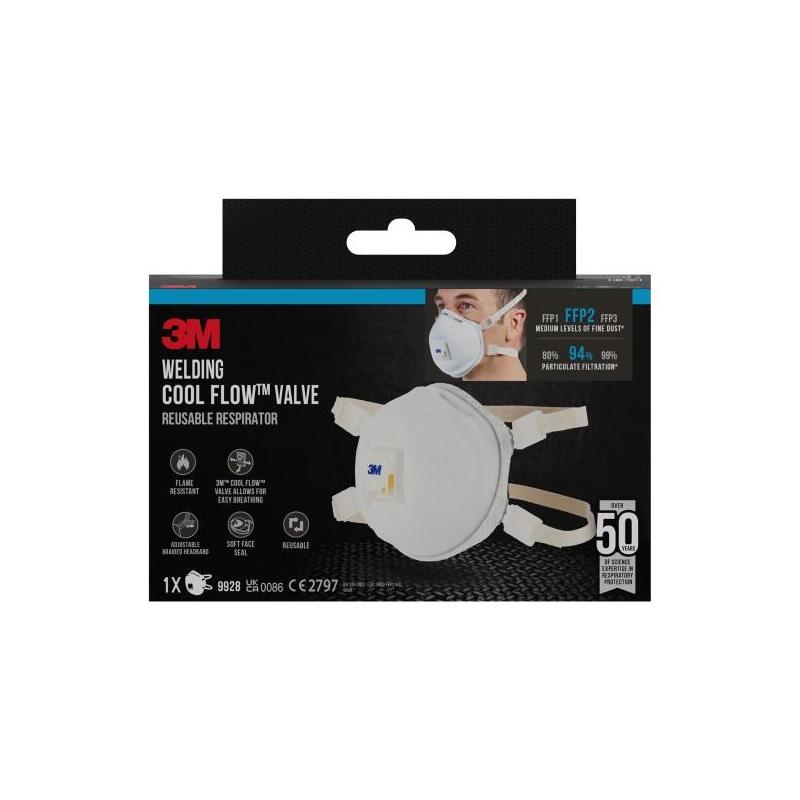 3m Mascarilla Para Particulas Ffp2 - Con Valvula - Especial Soldadura - Reutilizable - Para Niveles Medios De