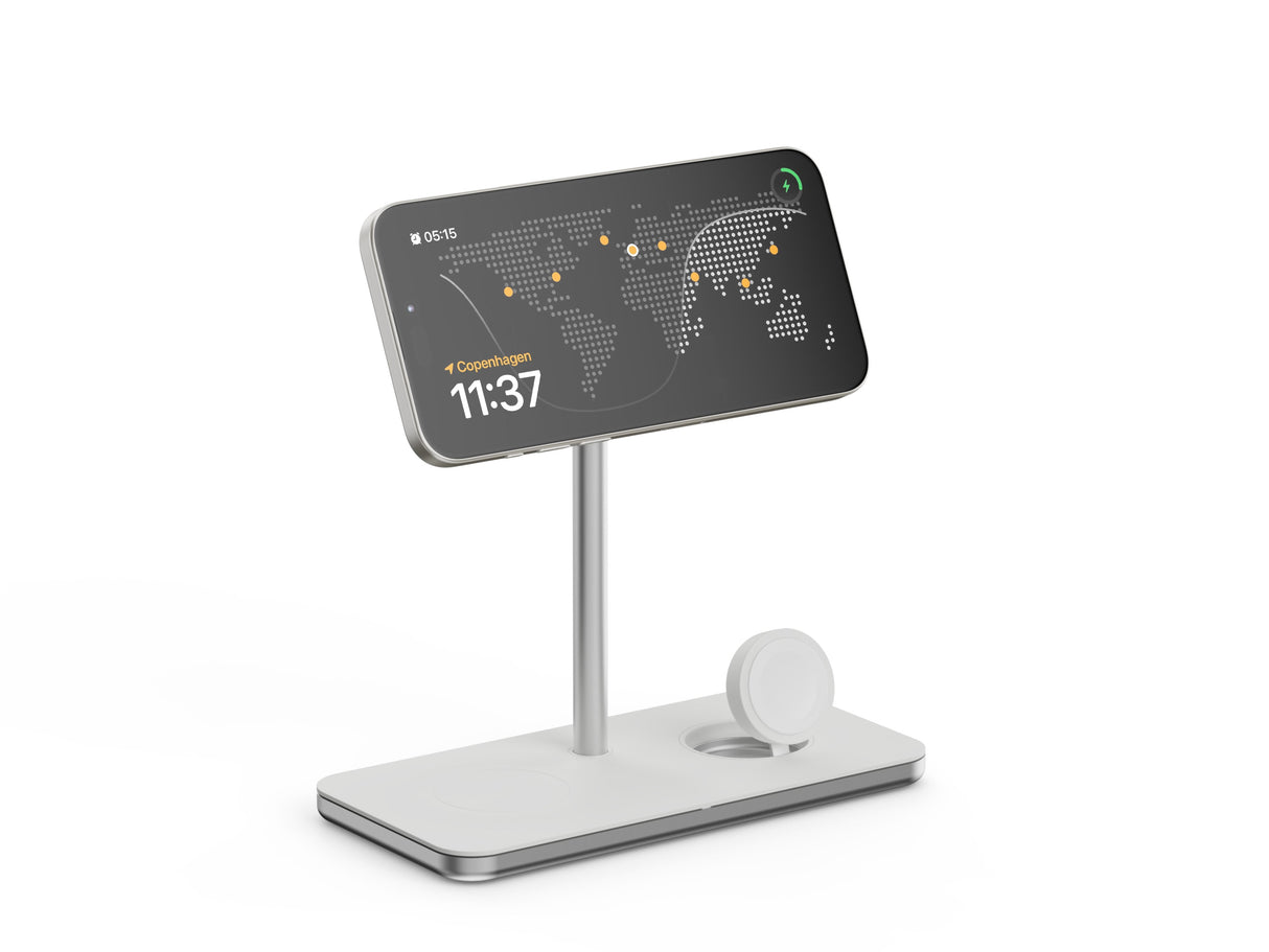 Soporte Base De Carga Inalambrico 3en1 Magsafe Plata Linq Carga Magnética Qi2/ Certificación Mfi Para Apple Watch