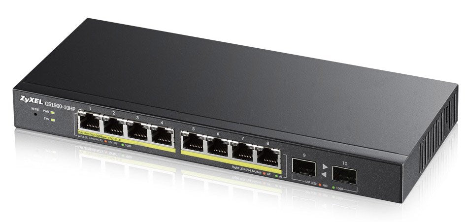 Switch Zyxel Gs1900-10hp Gestionado L2 Gigabit Ethernet (10/100/1000) Energía Sobre Ethernet (Poe) Negro