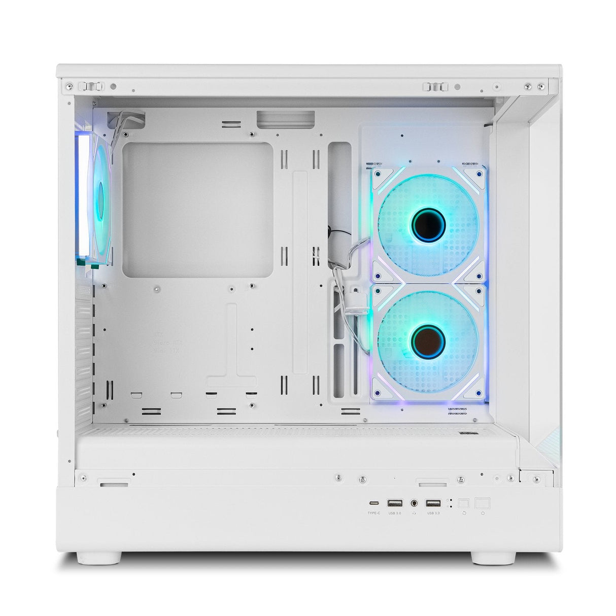 Caja Nox Semitorre Frameless Hummer Signal Argb Blanca Usb Type C