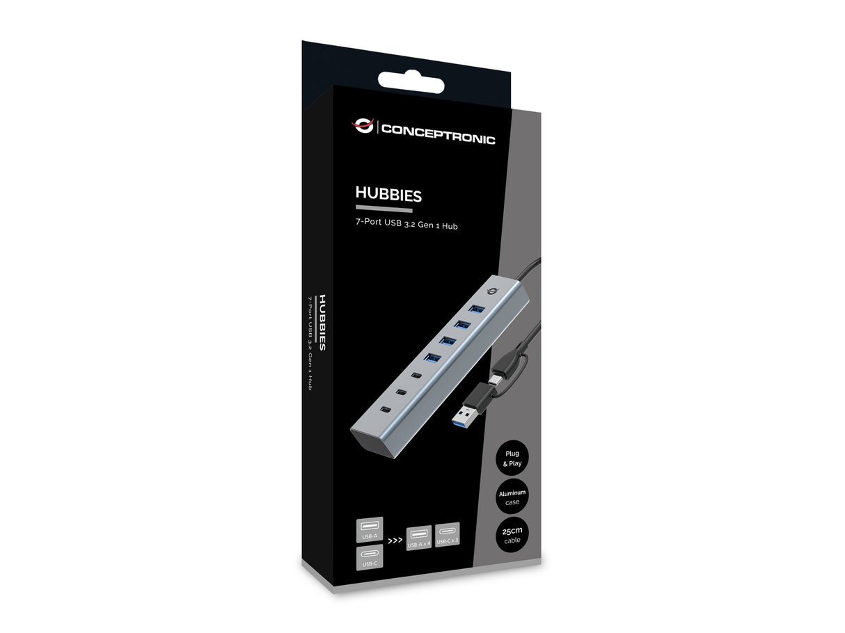 EAN 4015867238288 - Conceptronic HUBBIES20G hub de interfaz USB 3.2 Gen 1 (3.1 Gen 1) Type-C 5000 Mbit/s Gris imagen 4