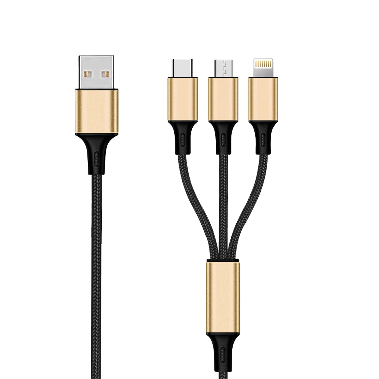 2go 3in1 Usb Cable De Carga Micro-Usb,Apple,Typec Nylon 1,5m Gold