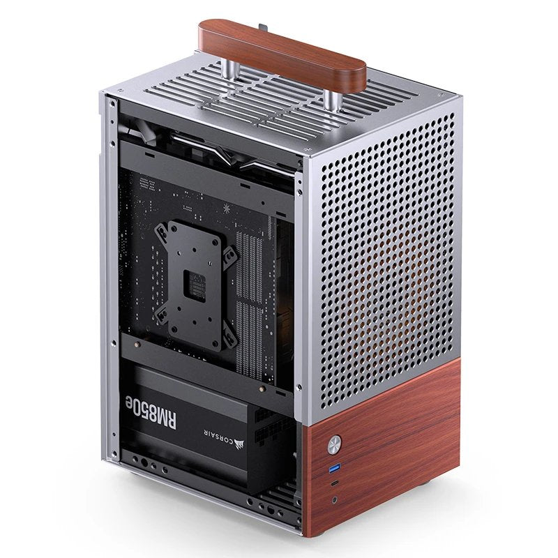Jonsbo T6 Pc Carcasa, Mini-Tower, Mini-Itx, Tempered Glass, Madera - Plateado
