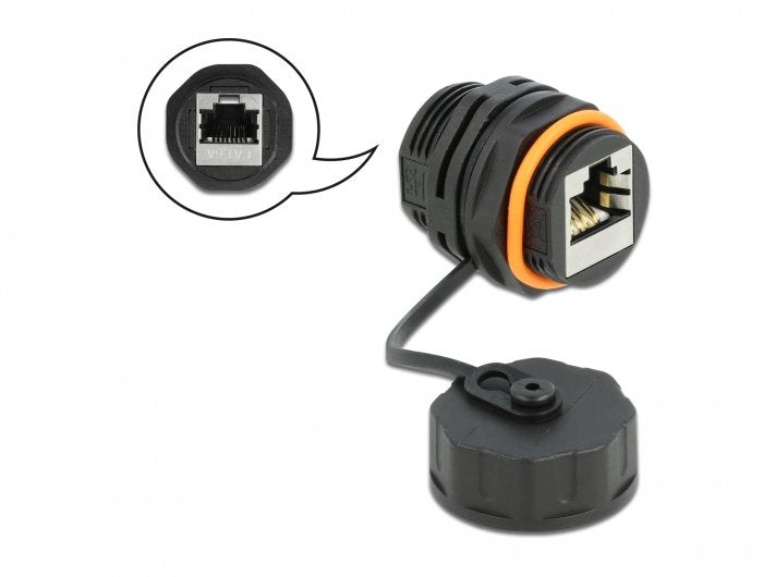 Delock Adaptador De Exterior Rj45 Hembra A Rj45 Hembra Cat.6a Con Tapa De Bloqueo