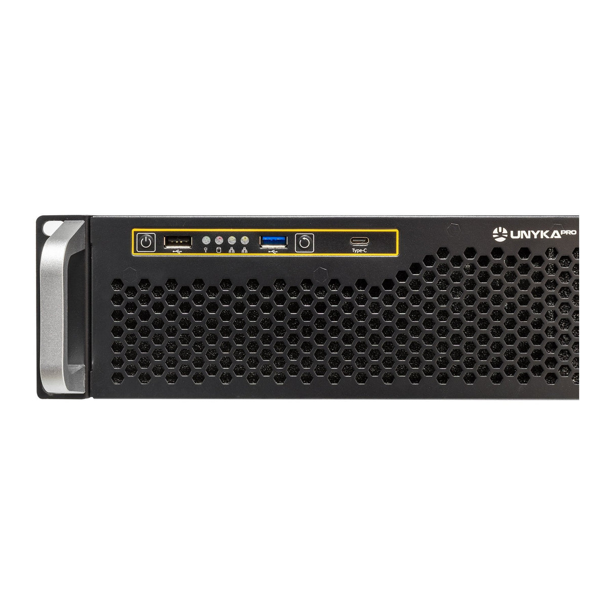 Caja Rack 19" Unykach 2u Sin Fuente Negro Plata 8 Bahias Int 1xusb2.0 1xusb3.0 1xusb-C