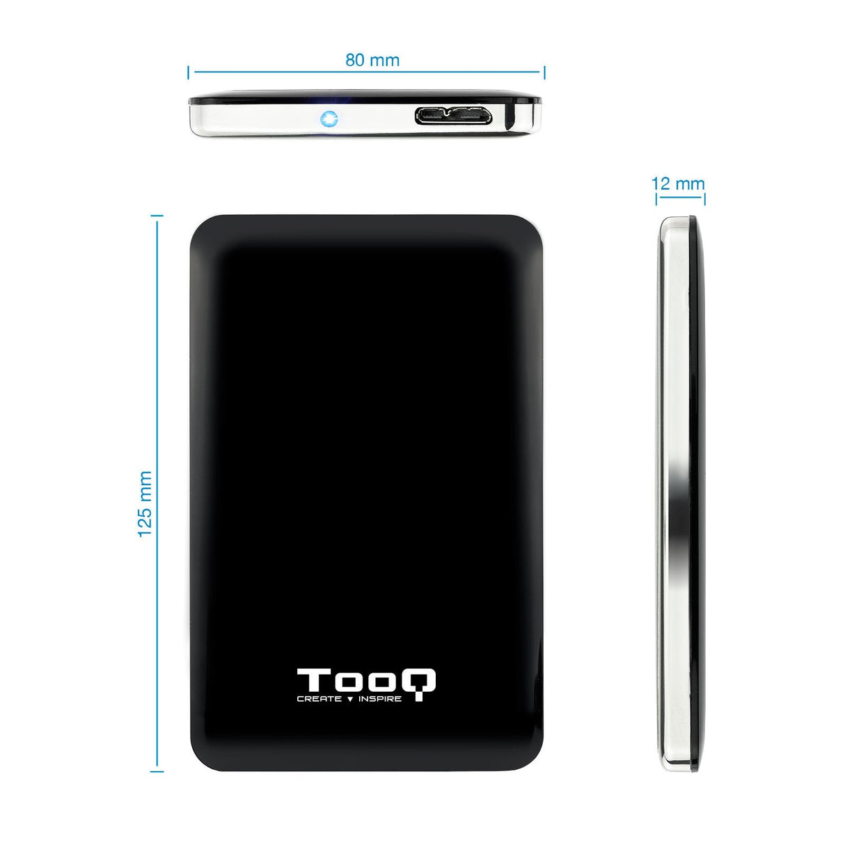 Tooq Carcasa Externa Hdd/Sdd 2.5" Hasta 7,0mm Sata Usb 3.0/3.1 Gen 1 - Ultraplana - Negro