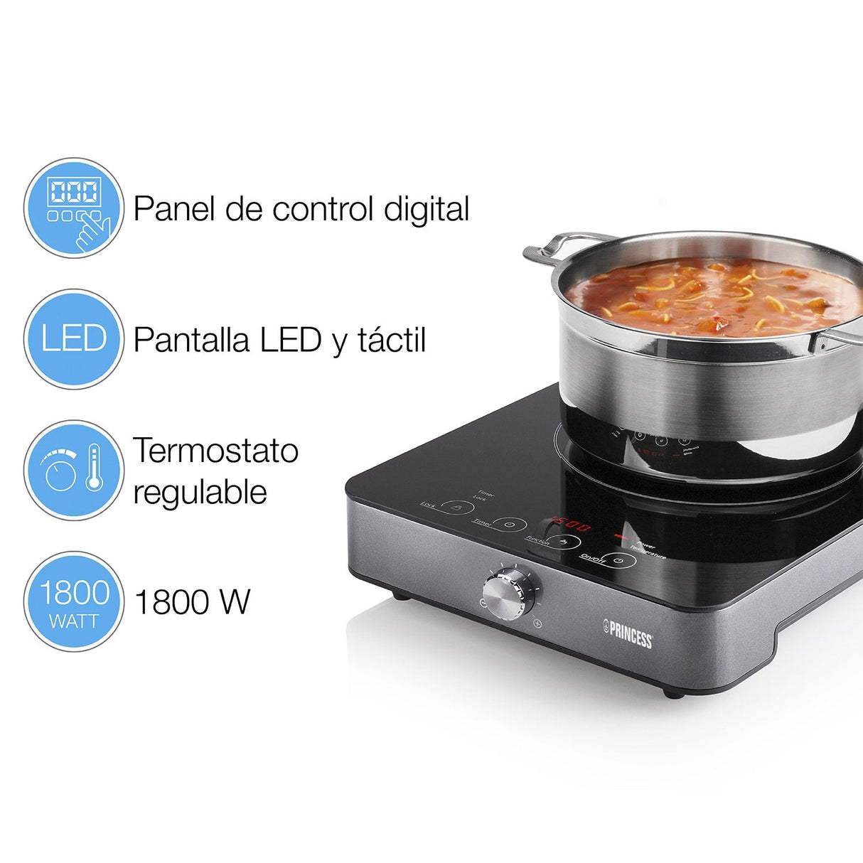 Placa De Inducción Princess 303010 1 Placa De 200mm 1800w