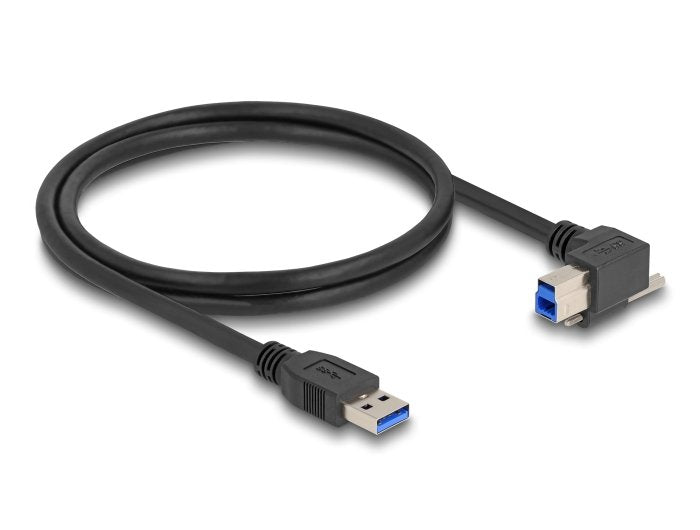 Delock 80484 Cable Usb 5 Gbps Usb Tipo-A Macho Recto Hacia Abajo A Usb Tipo-B Macho Con Tornillo 90° Ángulo Recto 1 M Negro