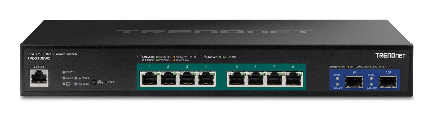 Trendnet 10-Port 2,5g Web Smart Poe+ Switch W.10g Sfp+ Slots