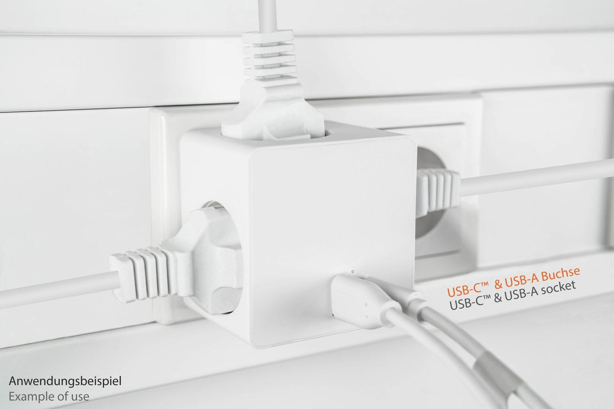 Enchufe Cubo Good Connections Kabelmeister De 3 Vías, 2x Usb, Regleta Blanca, 1x Usb-C Pd 3.0 20w, 1x Usb-A 18w Sw01-W