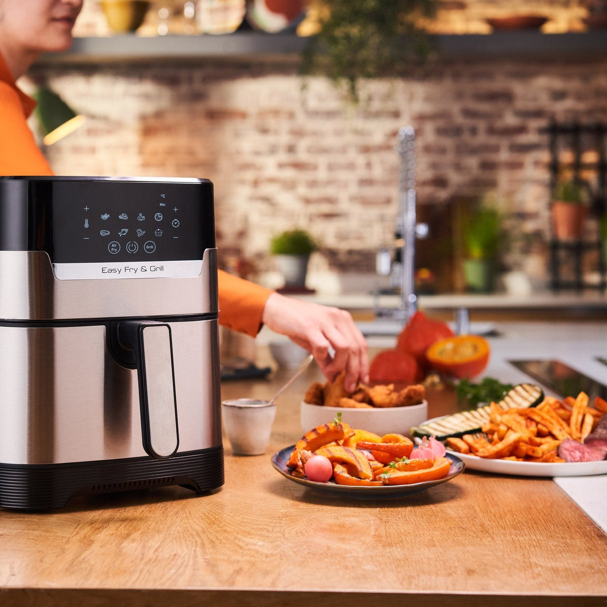 Freidora Tefal Easy Fry & Grill Ey505d15 Sencillo 4,2 L Independiente 1550 W Freidora De Aire Caliente Acero Inoxidable Acero Fino/Negro, Freidora De Aire Caliente, 4,2 L, 80 °C, 200 °C, 6 Personas(S), 60 Min