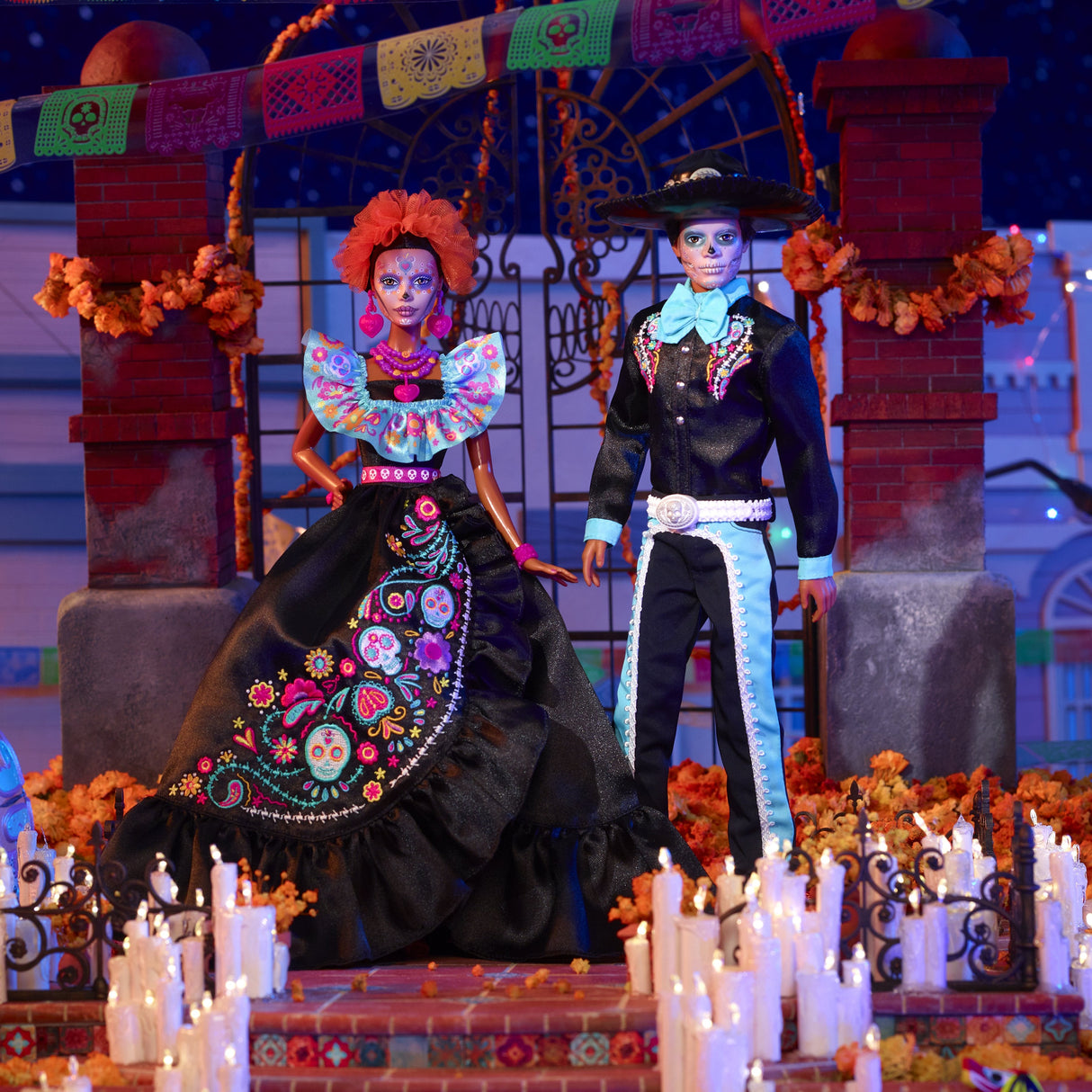 Muñeca Mattel Barbie Signature Día De Muertos 2024 Coleccionable Con Vestido Negro Con Volantes Hrm72