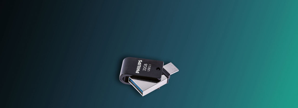 Pendrive Philips 2 In 1 Black 32gb Otg Usb C + Usb 3.1
