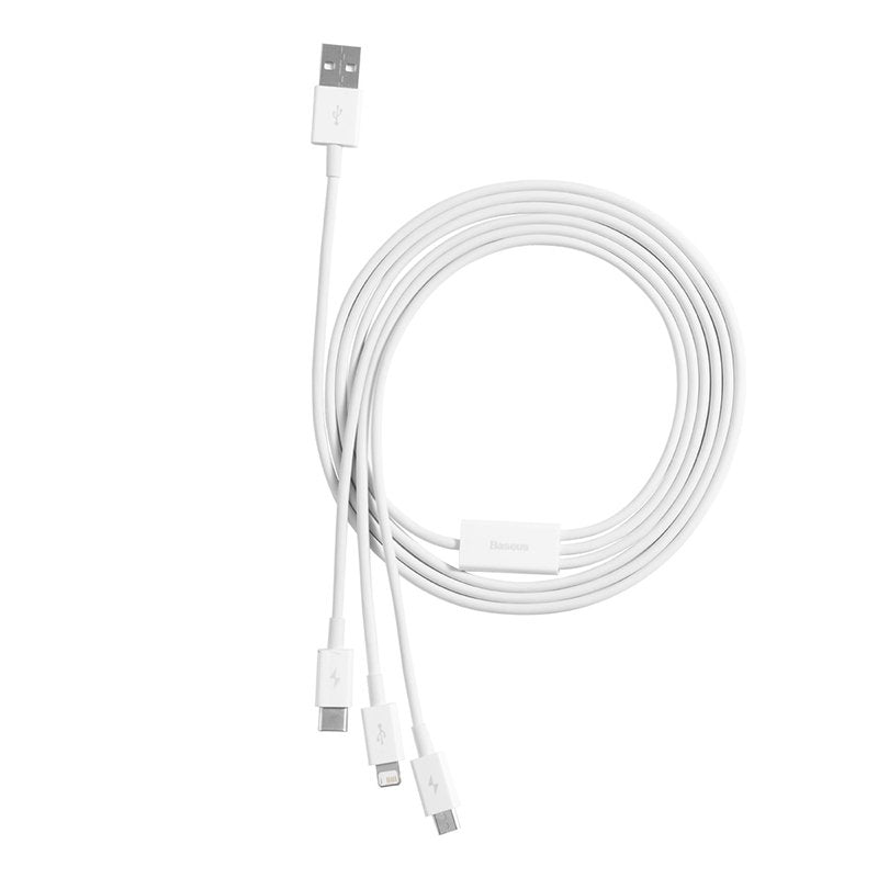 Baseus Cable Superior Series 3-In-1 Fast Charging Data Cable Usb To M+L+C 3.5a 1.5m White (Camltys-02)