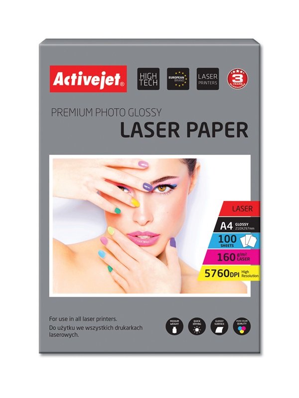 Papel Fotográfico Activejet | A4 | Glossy | 100 Pcs. | Ap4-160g100l