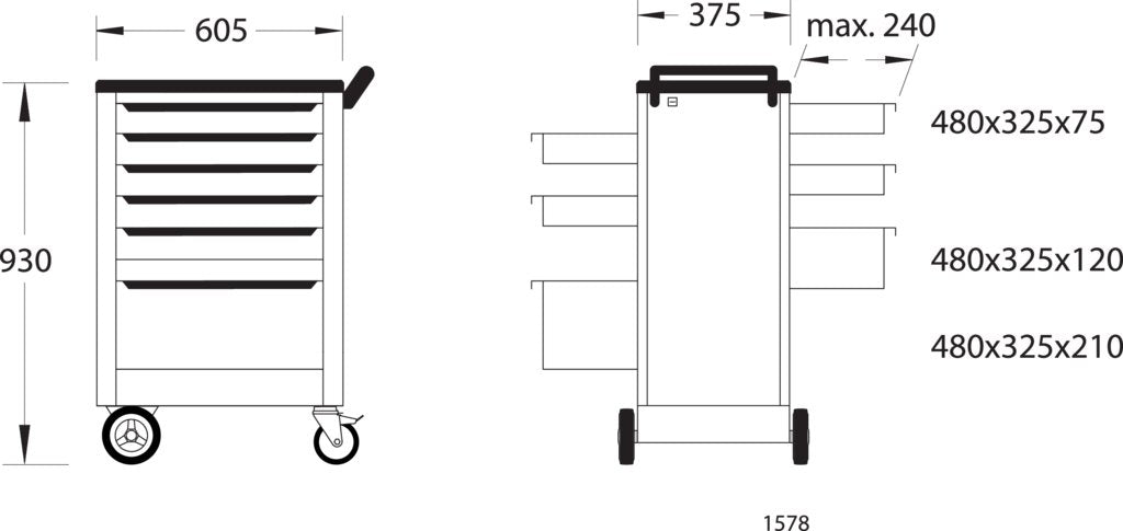 Carro Portaherramientas Gedore 1578 (Azul Negro)