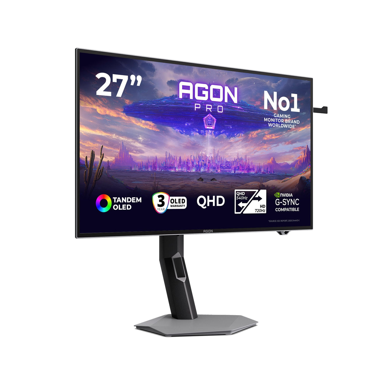 Monitor Aoc Agon Pro Agp277qkdc Oled 27" (26.5" Visible) 2560 X 1440 Qhd @ 540 Hz Tandem Oled 1500000:1 Displayhdr 500 True Black 0.03 Ms 2xhdmi Displayport Usb-C Altavoces Gris Oscuro