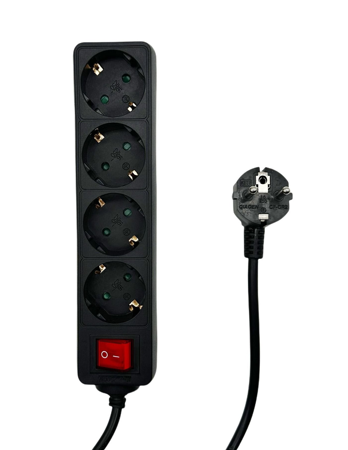 4-Way Schuko Socket On/Off Switch 5m Black