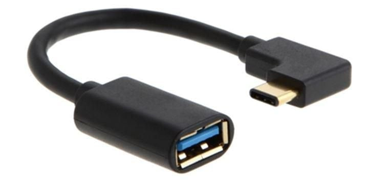 Usb-C Angled Male To Usb3.0 Female Cable, 10cm, Black