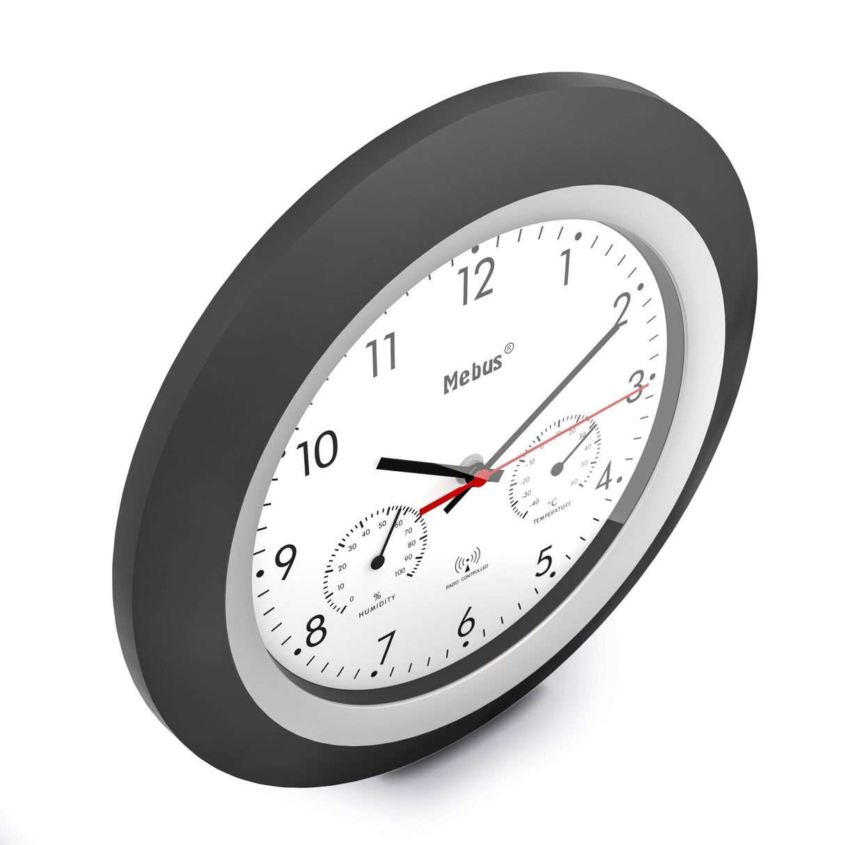 Mebus 19449 Reloj De Pared Reloj De Pared Digital Alrededor Negro, Blanco