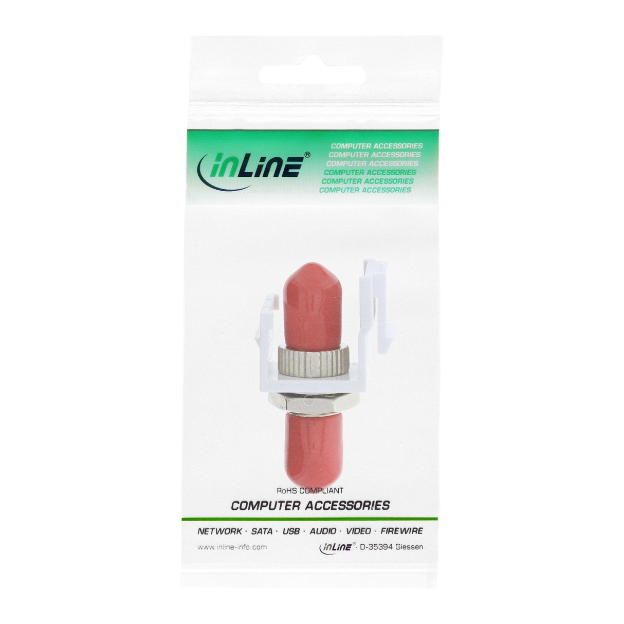 Adaptador Snap-In Keystone De Fibra Óptica Inline Blanco, Símplex St/St, Mm, Manguito Cerámico