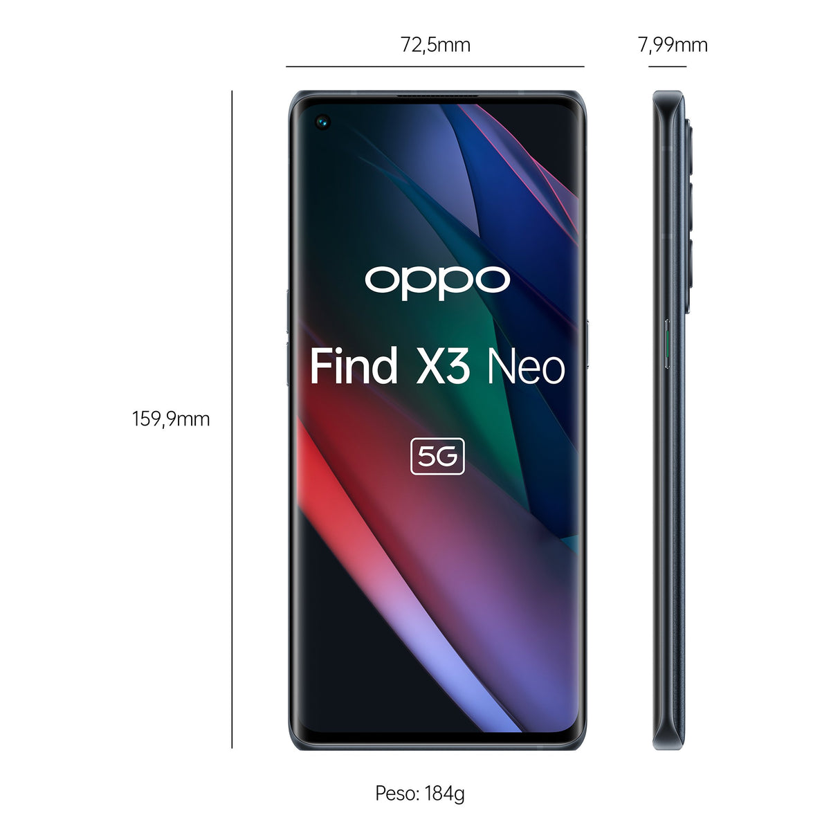EAN 6944284679740 - OPPO Find X3 Neo 16,6 cm (6.55") SIM doble ColorOS 11.1 5G USB Tipo C 12 GB 256 GB 4500 mAh Negro imagen 3