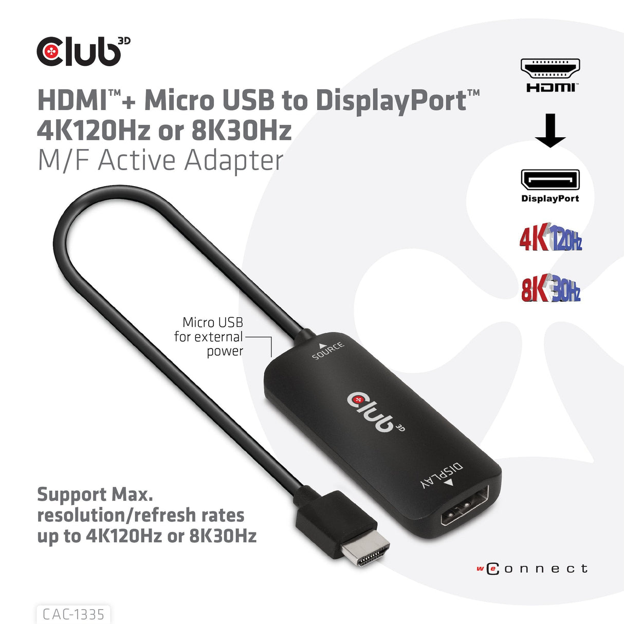 EAN 8719214472498 - CLUB3D CAC-1335 adaptador de cable de vídeo 1 m HDMI + USB DisplayPort imagen 15