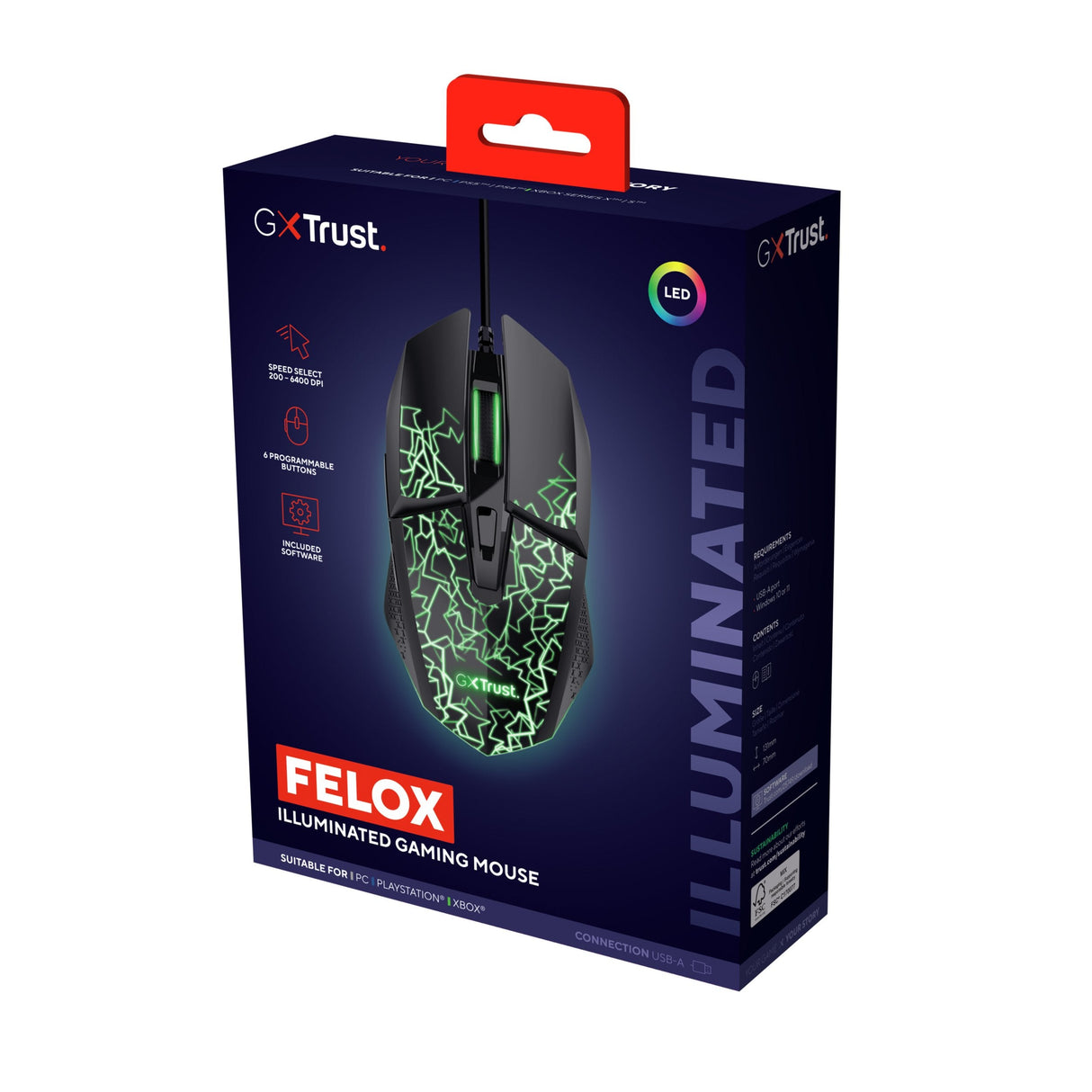 Ratón Gaming Trust Gaming Gxt 113 Felox 25749 Hasta 6400 Dpi
