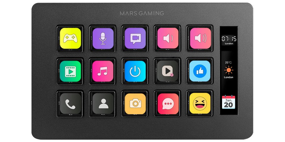 Stream Deck Slim Mars Gaming Msd-One 15 Teclas Lcd Negro