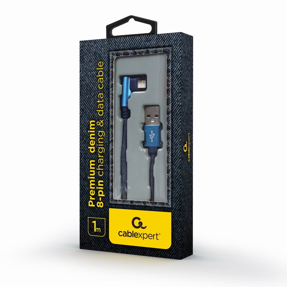 Gembird Premium Jeans Denim Usb 8-Pin 1m Blue Angled