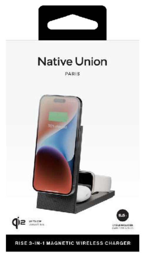 Native Union Rise 3-In-1 Qi2 Magn. Wireless Charger Black