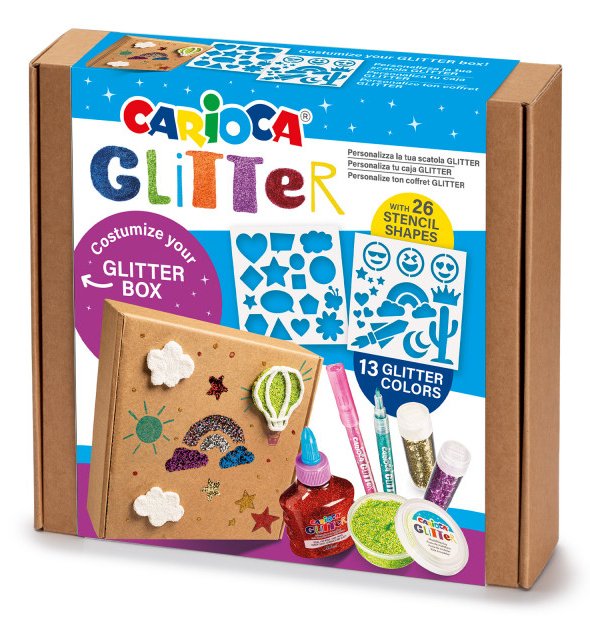 Carioca Glitter Creator Pack De 13 Productos Glitter Y 26 Plantillas - 2 Botellitas De Glitter Glue - 2 Botes De Pasta