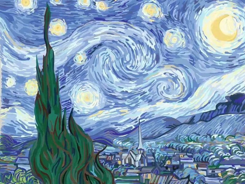 Colección De Arte De Ravensburger Creart - Noche Estrellada (Van Gogh), Pintura 23518
