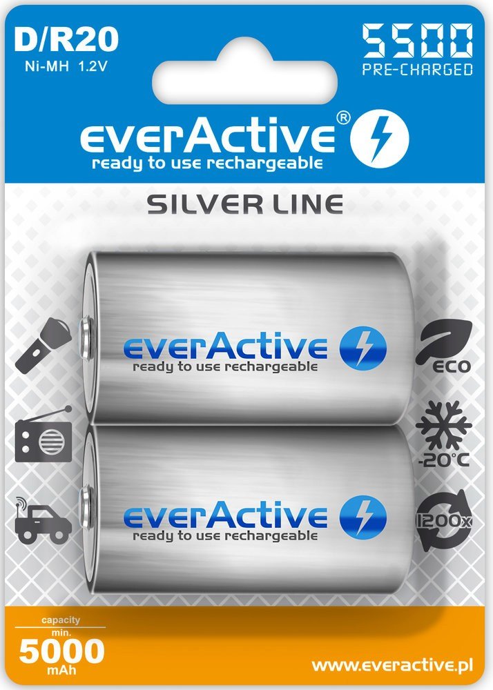 EAN 5902020523734 - Everactive EVHRL20-5500 pila doméstica Batería recargable D Níquel-metal hidruro (NiMH) imagen 1
