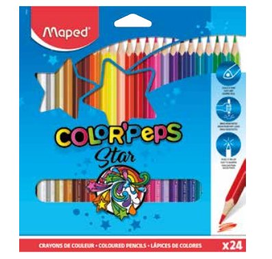 Maped Lápices De Colores Color´Peps Star C/ Certificado Fsc Surtidos En Estuche De 24