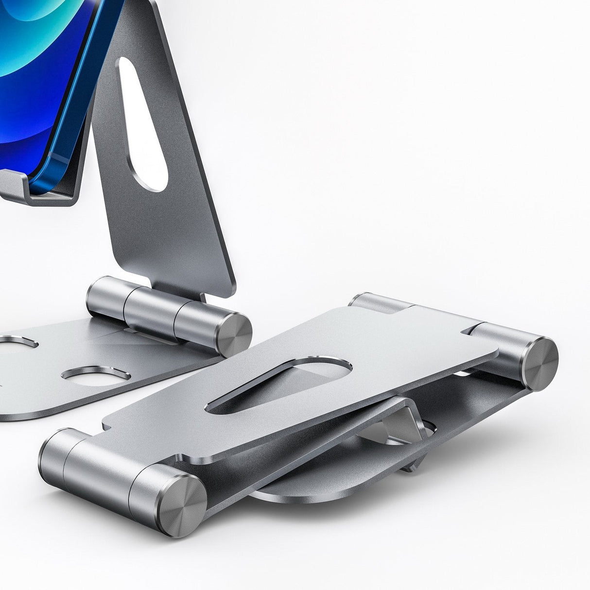 Aisens Soporte De Sobremesa Tamaño Xl Ajustable (2 Pivotes) Para Movil / Tablet - Plata