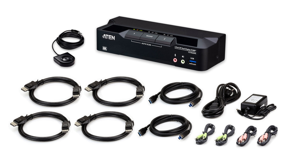 Switch Kvmp Displayport 8k Dual Display Usb 3.0 De 2 Puertos (Cables Incluidos)
