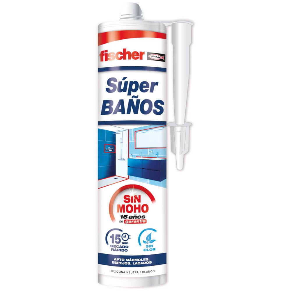 Super Baños Silicona Blanca Antimoho Sin Olor 280ml 563064 Fischer