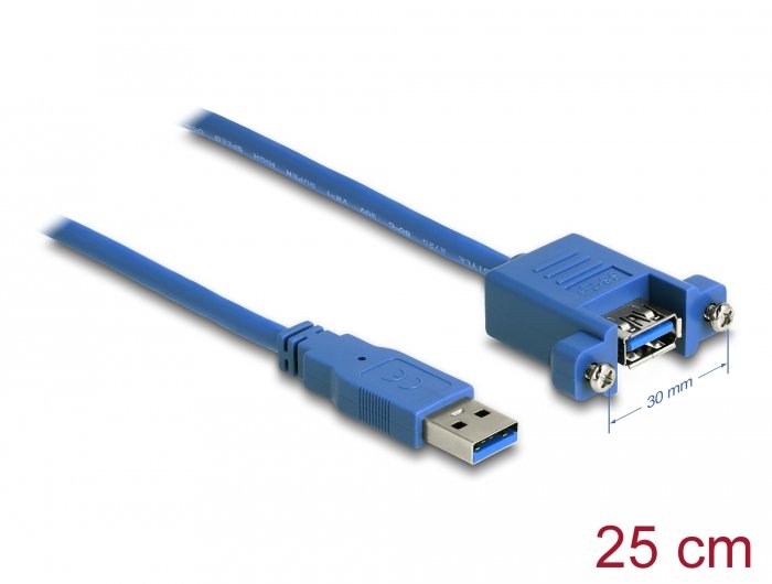 Cable Delock 86994 Usb 0,25 M Usb 3.2 Gen 1 (3.1 Gen 1) Usb A Azul