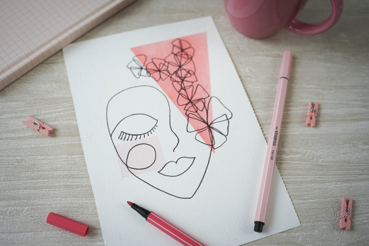 Stabilo Pen 68 Rotulador Rojo Oscuro -10u-