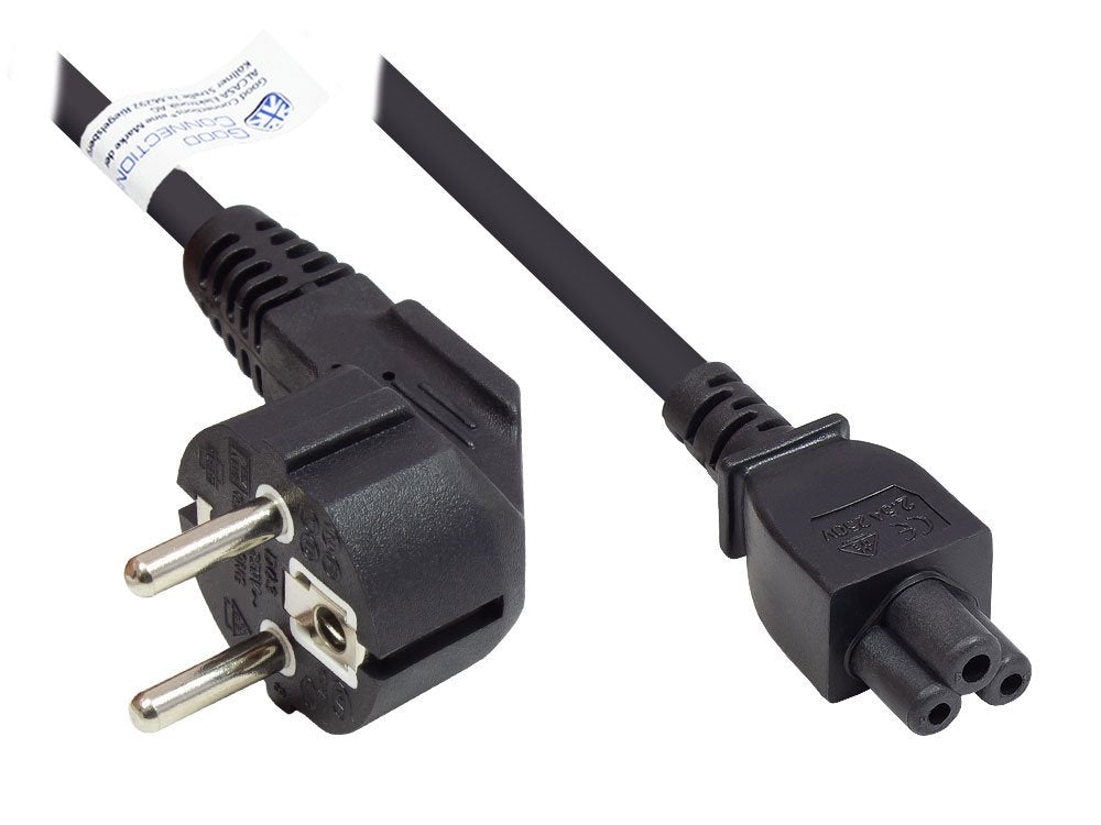 Good Connections Contacto De Protección Conector Macho Angulado.- C5 Negro. 5m