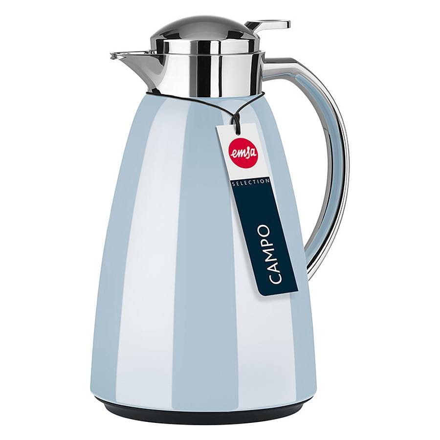 Emsa Campo Isolierkanne, 1 Liter (Hellazul/Edelstahl, Quick Tip Verschluss) F4130400