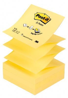 Post-It Bloc De 100 Z-Notas Adhesivas Removibles Zig-Zag Canary Yellow 76x76mm - Papel Con Certificacion Pefc -