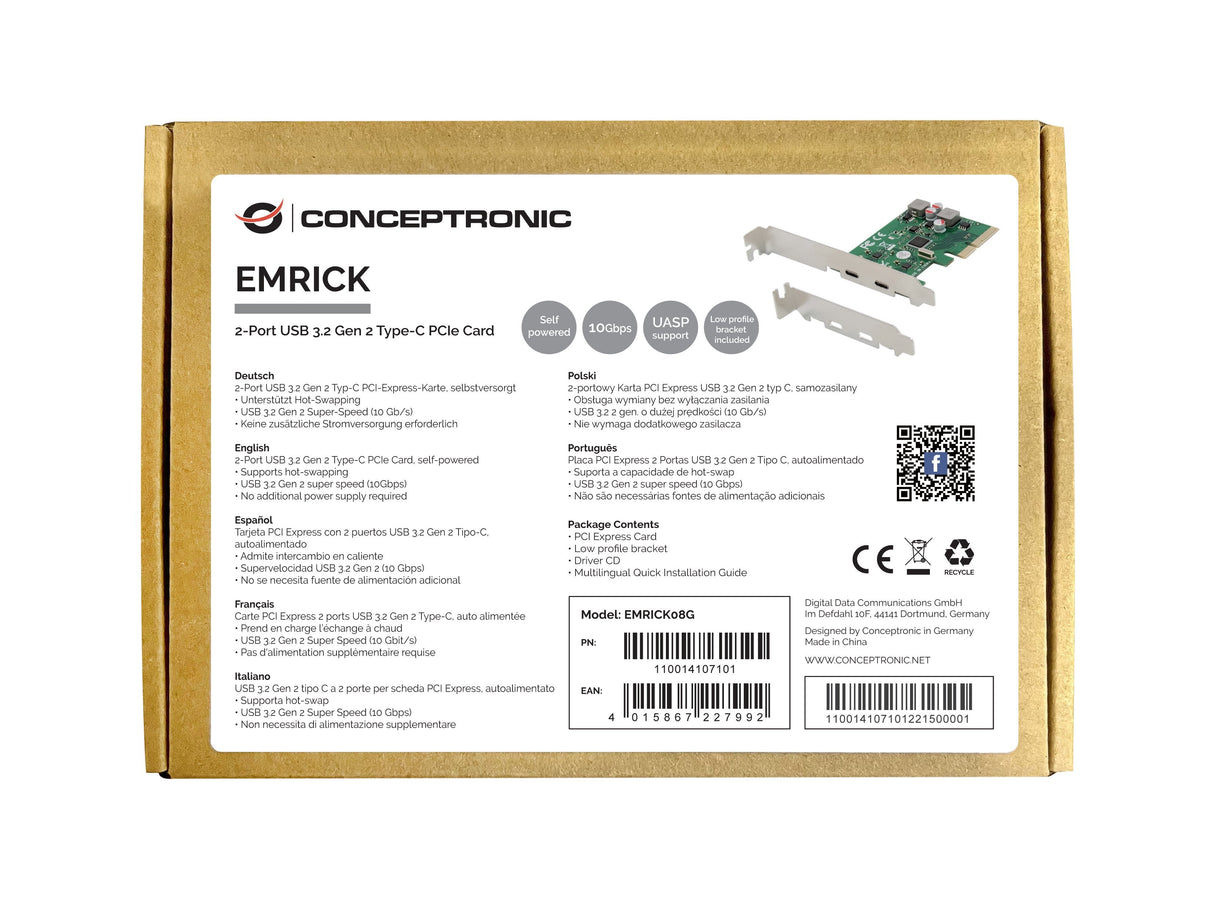 Conceptronic Pci Express Card 2 Port Usb-C 3.2