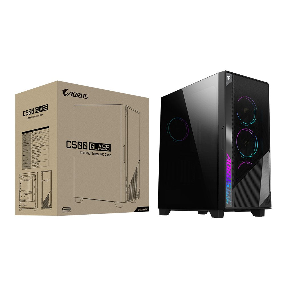 Caja Pc Gigabyte Ac500g Atx 2xusb3.0 1xusbc Rgb S/F Negro