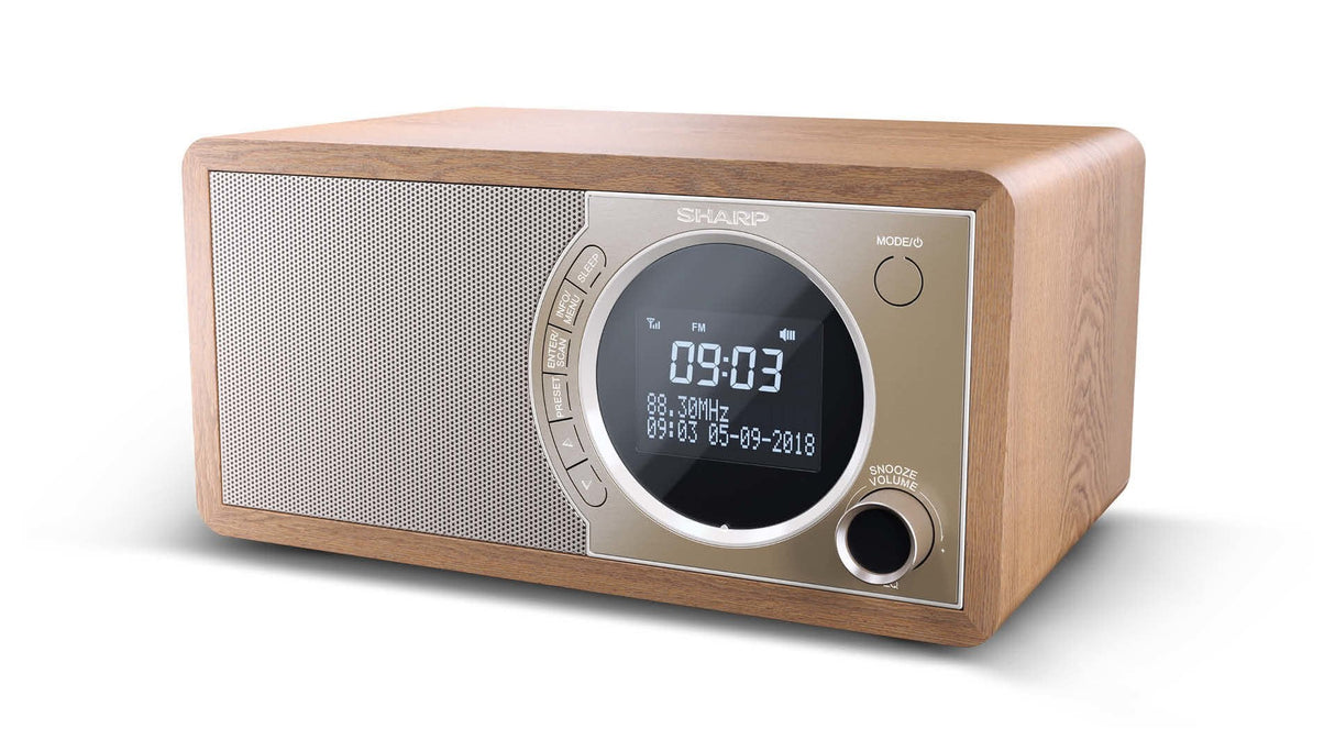 Radio Sharp Dr-450(Br) Digital Fm Dab Dab+, Bluetooth 4.2, Alarm Function, Brown