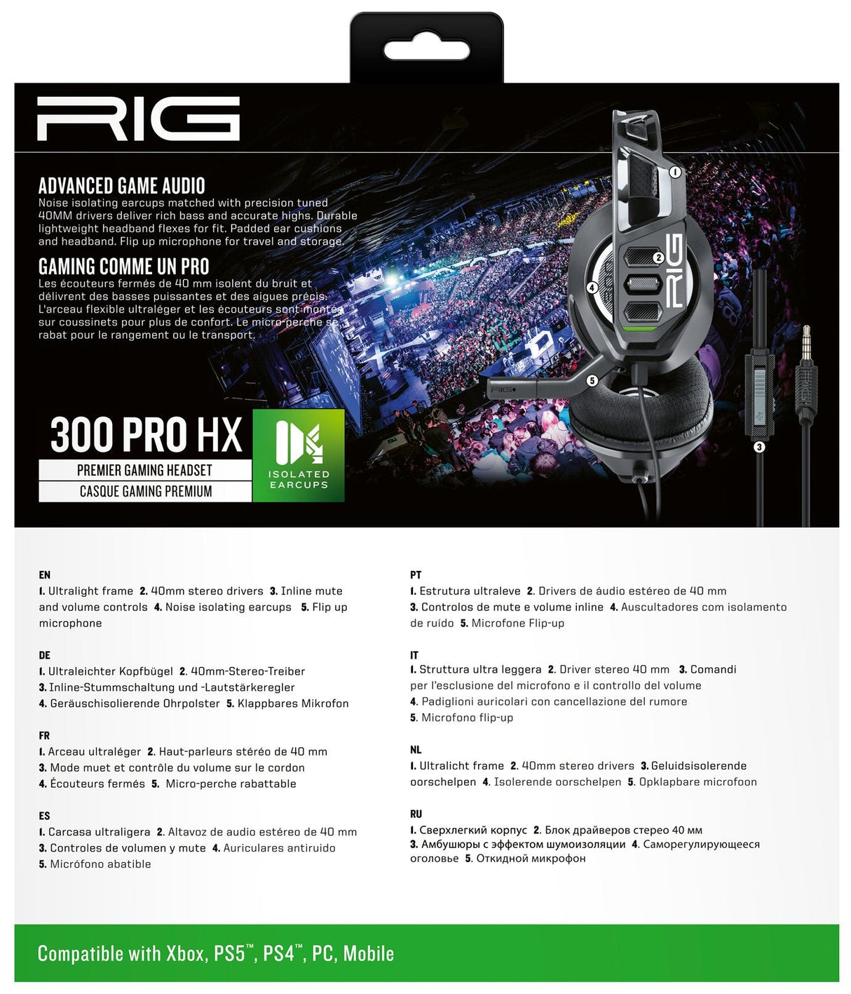 Auriculares Nacon Gaming Rig Serie 300pro Hx Para