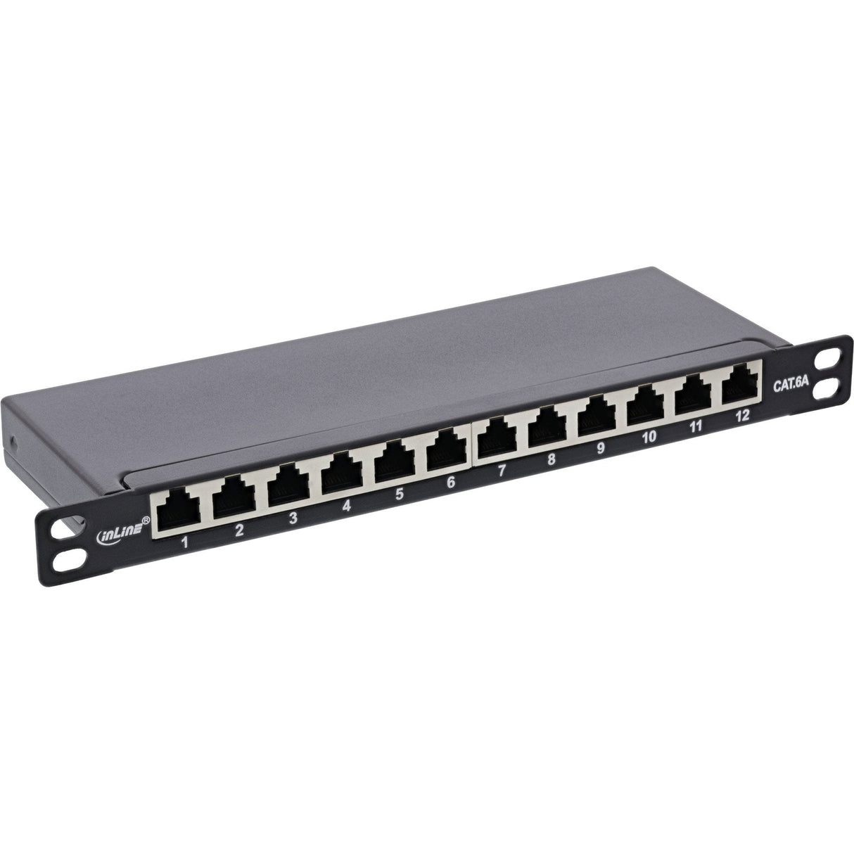 Patch Panel Inline De 10" Cat.6a 0.5u 12 Puertos, Negro Ral9005